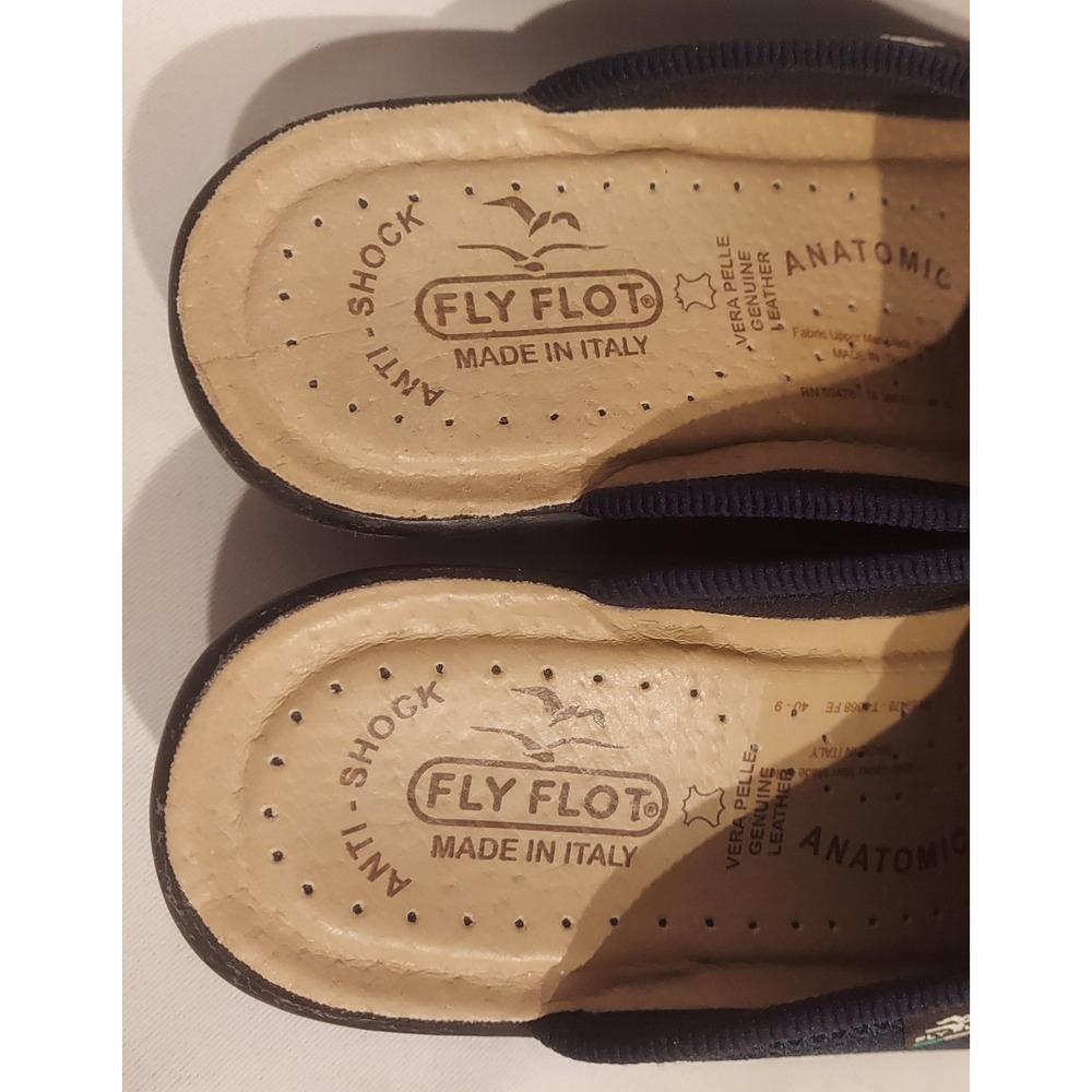 Fly Flot Womens Navy Blue Comfort Cushioned Mesh Leather Clogs Mules Size 9 - Picture 6 of 9